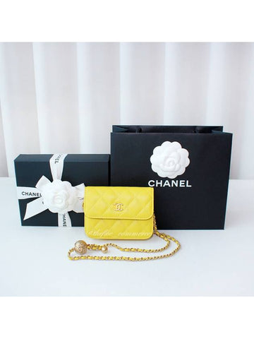 Classic gold ball mini cross bag yellow vintage gold AP1628 - CHANEL - BALAAN 1