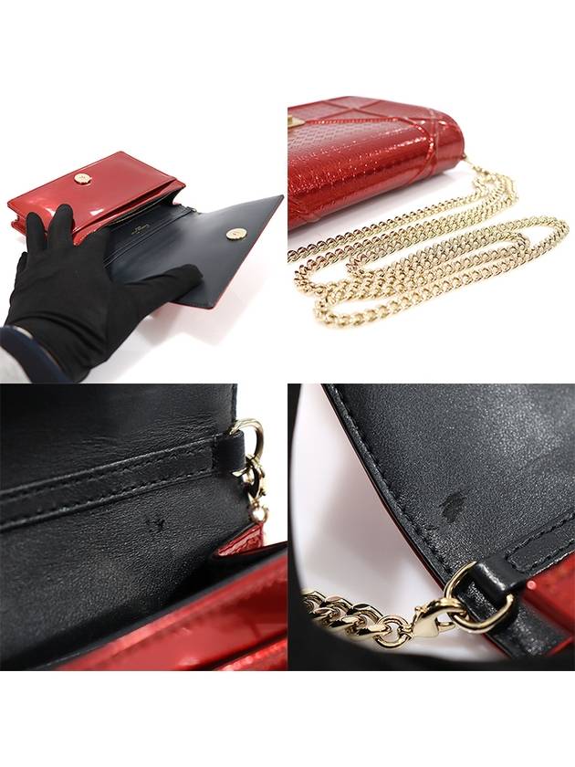 S0328OSKN Metallic Red Patent AMA Rama Gold Chain WOC Clutch Crossbody Bag - DIOR - BALAAN 6