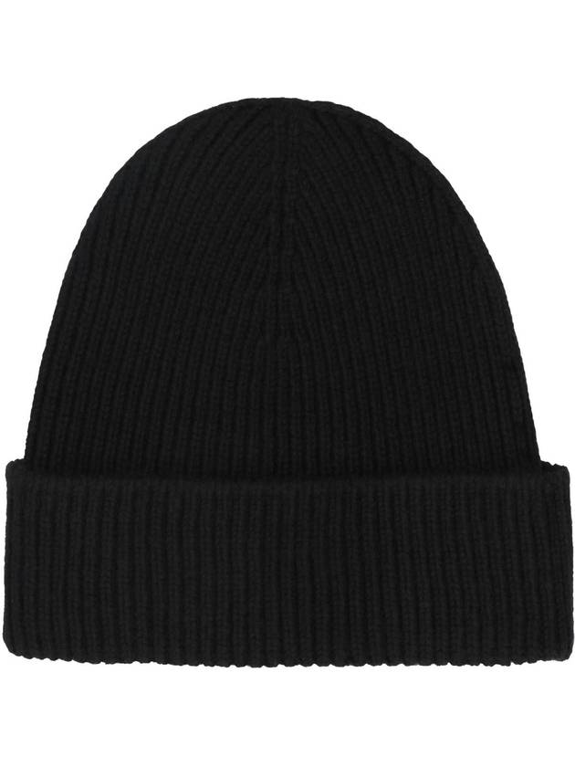 Embroidered Ribbed Cashmere Beanie Black - BURBERRY - BALAAN 4