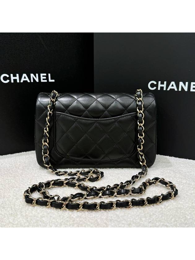 Classic Flap Bag Lambskin Black Champagne Gold Mini - CHANEL - BALAAN 3