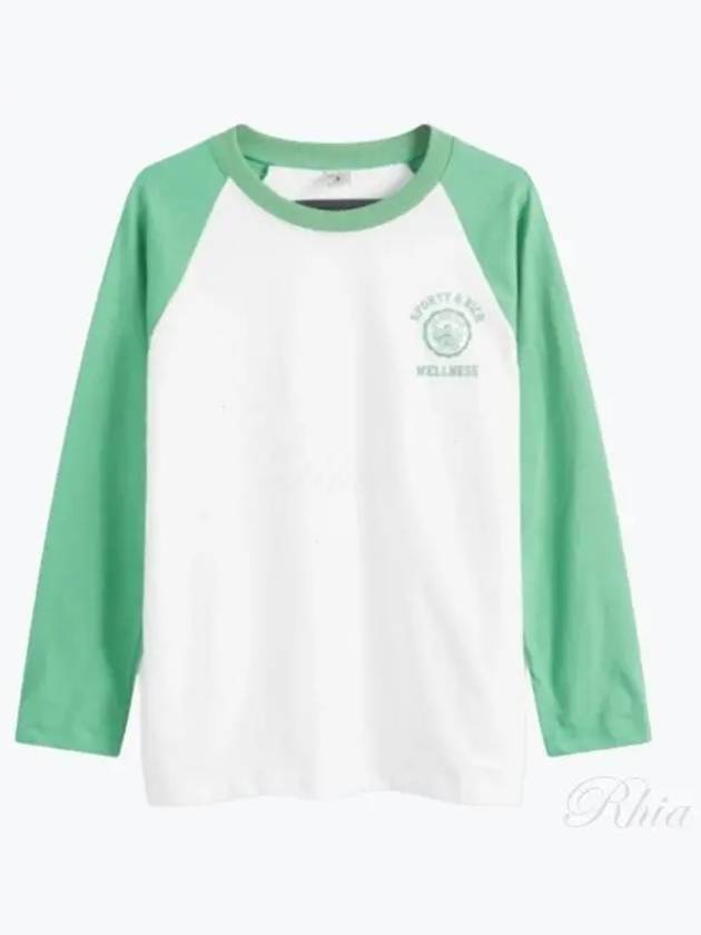 24 Emblem Baseball Tee White Verde TO045S405EW Long Sleeve T Shirt - SPORTY & RICH - BALAAN 1