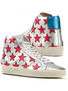 Red Star Patch High Top Sneakers Silver - SAINT LAURENT - BALAAN.
