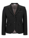 Women's Slim Fit Wool Fresco Sports Single Coat Black - THOM BROWNE - BALAAN 2