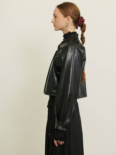 VOLUMINOUS GLAM VEGAN LEATHER JACKET BLACK - UNMUTE - BALAAN 2