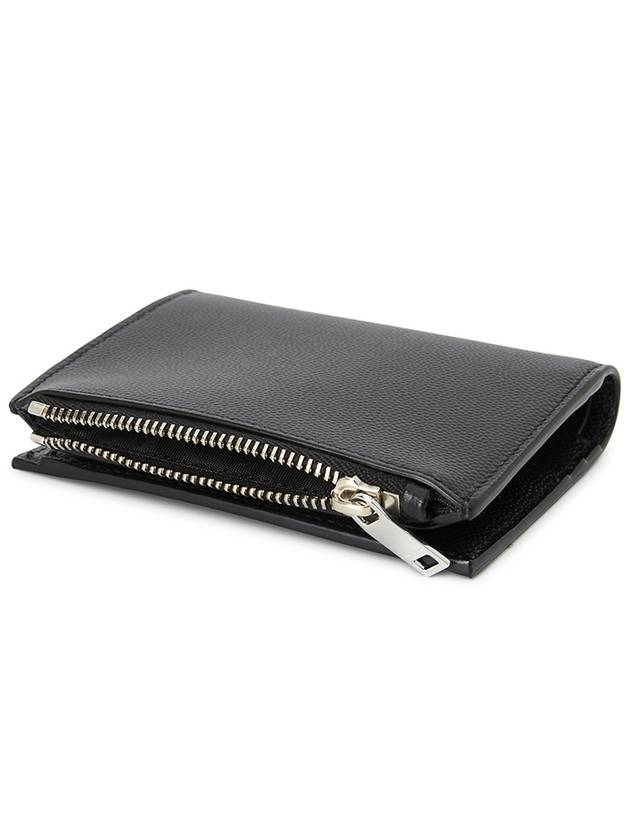 Grain de Poudre Embossed Leather Zipper Card Wallet Black - SAINT LAURENT - BALAAN 5