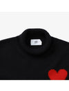 Intarsia Heart Logo Turtleneck Black - AMI - BALAAN 4