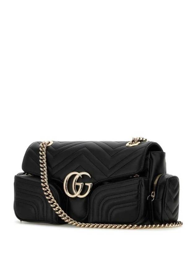 GG Marmont Small Multi Pocket Leather Shoulder Bag Black - GUCCI - BALAAN 3