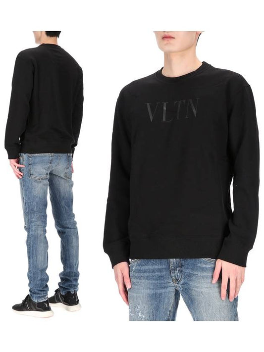 VLTN Logo Print Cotton Sweatshirt Black - VALENTINO - BALAAN 2