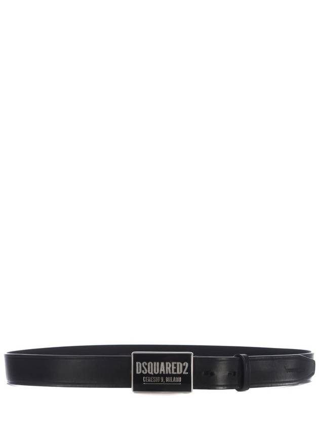 Ceresio 9 Square Buckle Leather Belt Black - DSQUARED2 - BALAAN 3