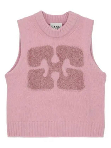 Graphic wool mix vest lilac - GANNI - BALAAN 1