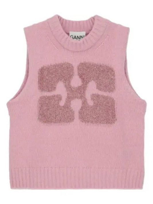 Graphic wool mix vest lilac - GANNI - BALAAN 1