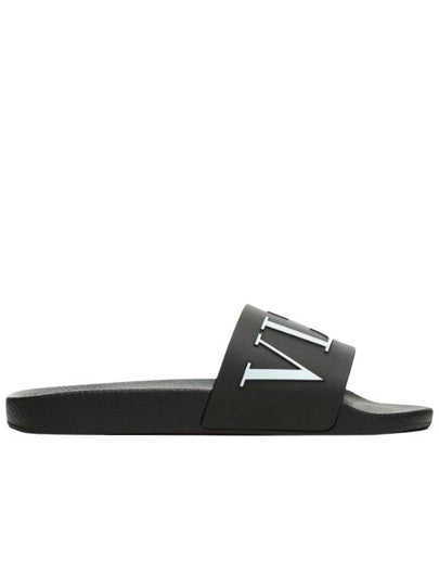 Rubber Rockstud Slippers Black - VALENTINO - BALAAN 2