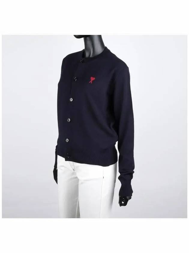 De Coeur Crew Neck Cardigan Navy - AMI - BALAAN 3