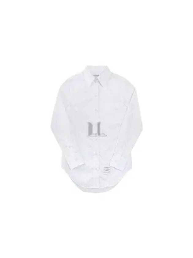 Logo Patch Cotton Shirt White - THOM BROWNE - BALAAN 2