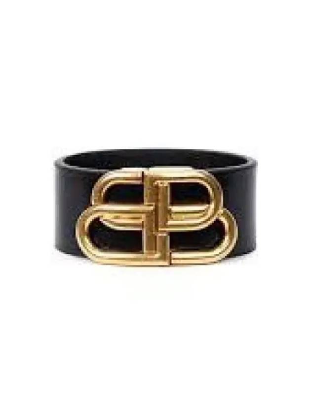 Double BB logo leather belt black gold plated - BALENCIAGA - BALAAN 2