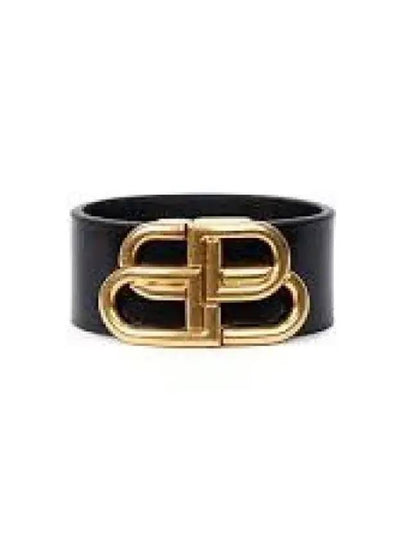 Double BB logo leather belt black gold plated - BALENCIAGA - BALAAN 2