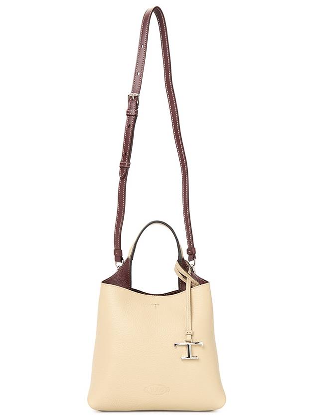 Logo Mini Leather Tote Bag Beige - TOD'S - BALAAN 7