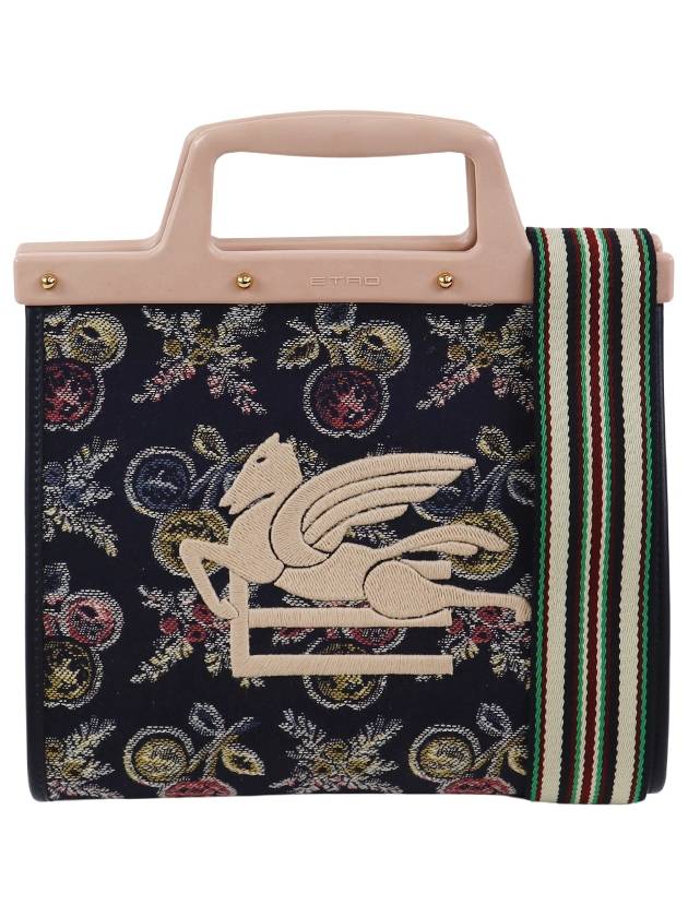 Embroided Logo Jacquard Tote Bag Navy - ETRO - BALAAN 2