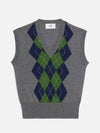 Argyle Jacquard Knit Vest Grey - AMI - BALAAN 1