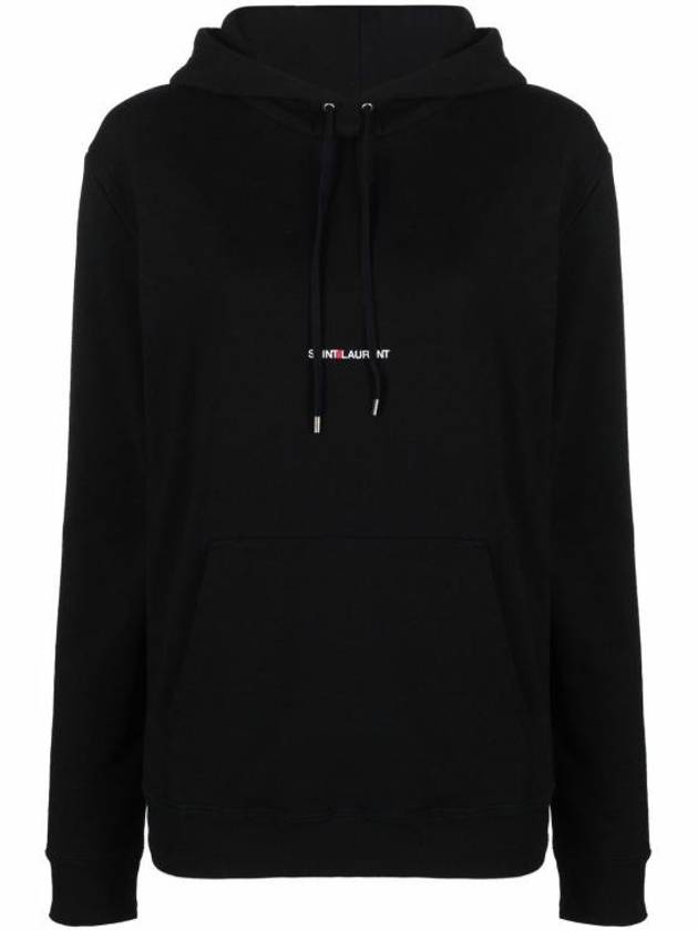 Signature Logo Hooded Top Black - SAINT LAURENT - BALAAN 2