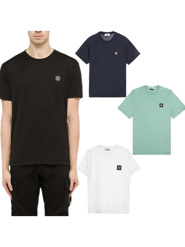 Stone Island Compass Logo Basic Round TShirt Black Navy Khaki White 101524113 - STONE ISLAND - BALAAN 1