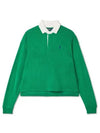 W Cropped Terry Rugby Shirt Green - POLO RALPH LAUREN - BALAAN 1