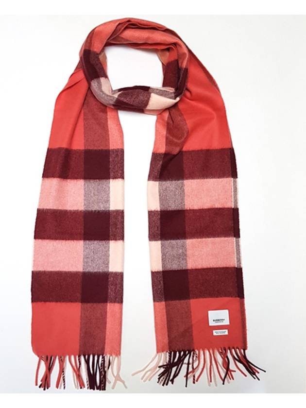 Large Check Cashmere Muffler Red - BURBERRY - BALAAN.