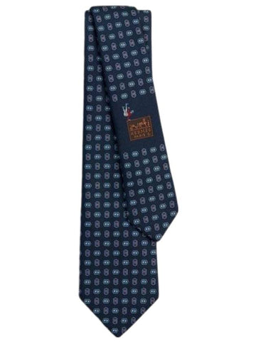 Boucle H Neck Tie Marine - HERMES - BALAAN 1