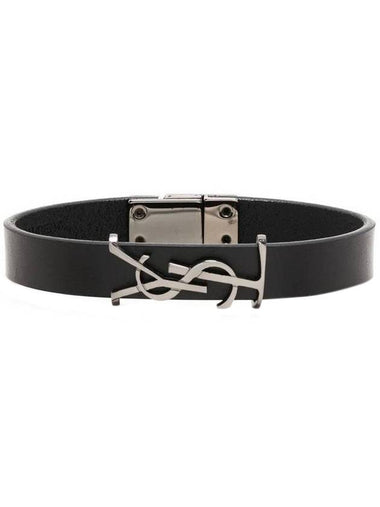 Monogram Leather Bracelet Black - SAINT LAURENT - BALAAN 1