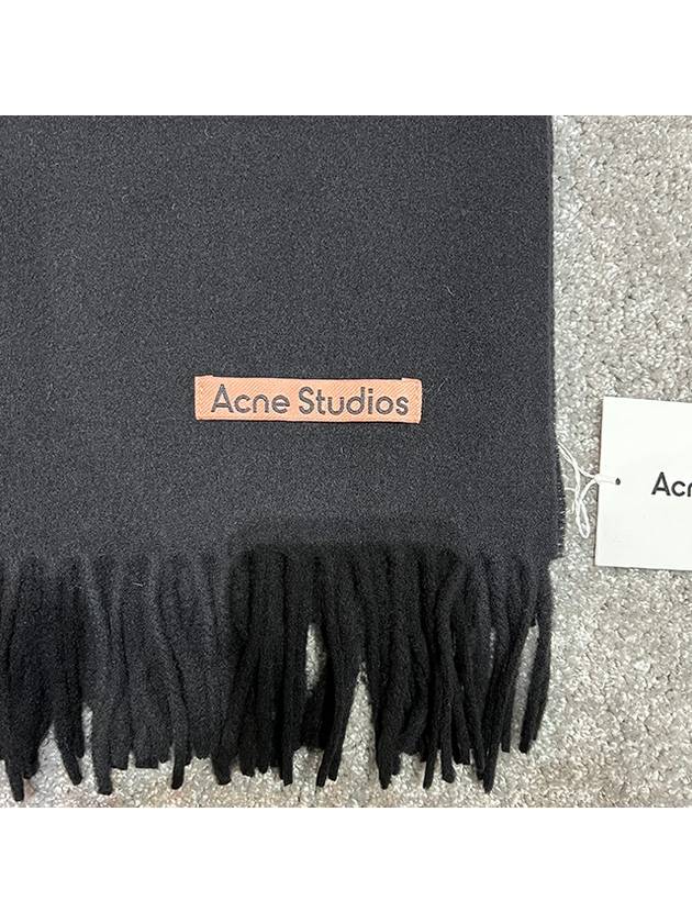 Logo Wool Fringe Scarf Black - ACNE STUDIOS - BALAAN 4