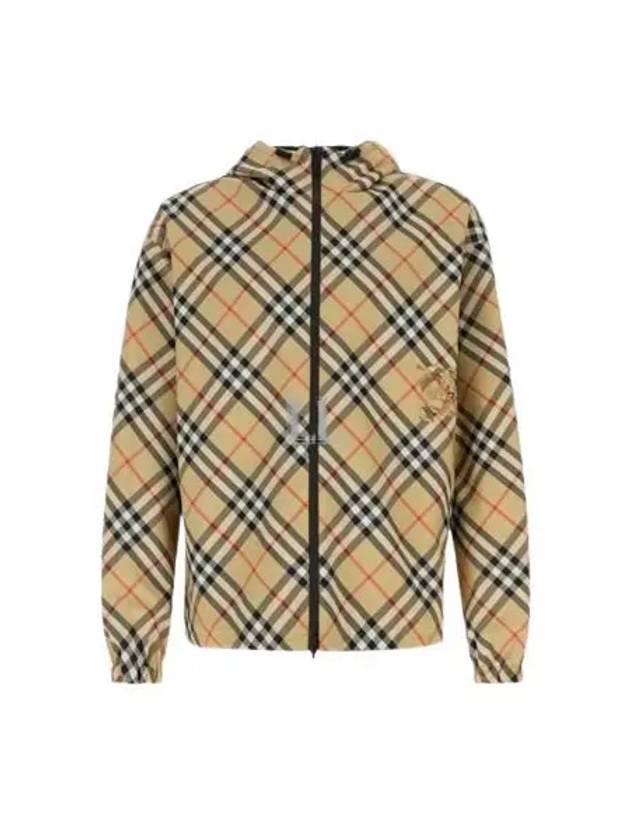 Embroidered Logo Check Zip-Up Hoodie Beige - BURBERRY - BALAAN 2