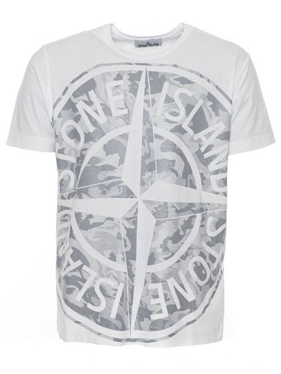 Men's Big Logo Camo Short Sleeve T-Shirt White - STONE ISLAND - BALAAN 2