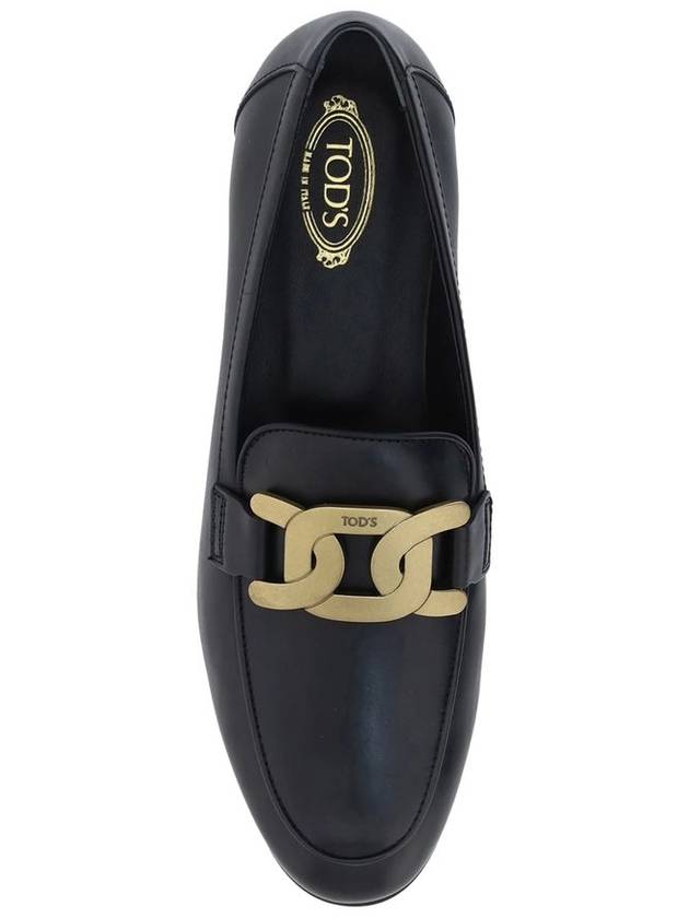 Kate Metal Logo Leather Loafers Black - TOD'S - BALAAN 4