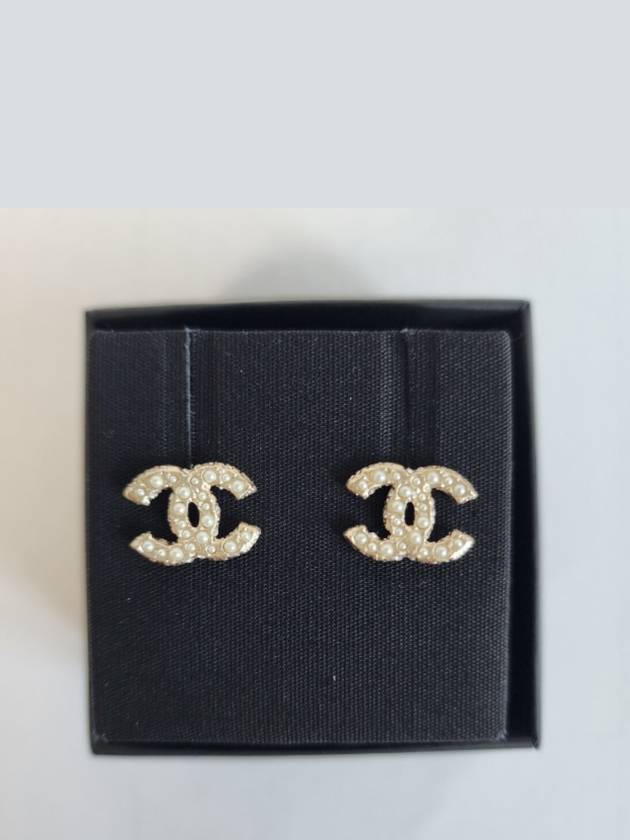 Earrings Metal Strass Resin & Gold Pearly White - CHANEL - BALAAN 4