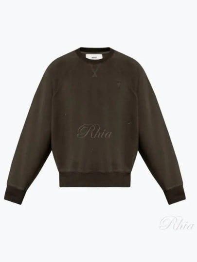 De Coeur Embroidery Crew Neck Sweatshirt Dark Coffee - AMI - BALAAN 2