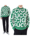 Logo Intarsia Knit Top Green - GUCCI - BALAAN 3