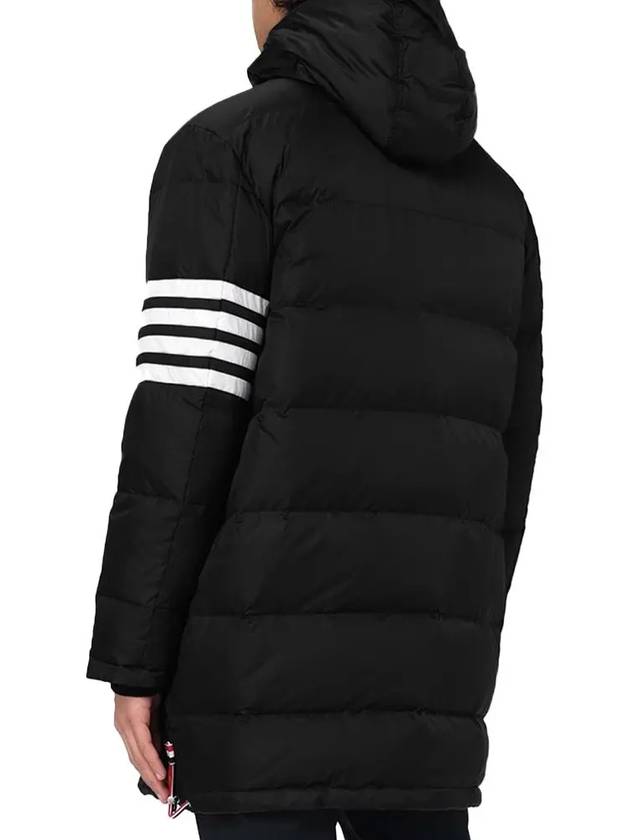 Men's 4 Bar Button Down Hooded Padding Black - THOM BROWNE - BALAAN 3