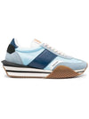 James Suede Lycra Low Top Sneakers Light Blue Cream - TOM FORD - BALAAN 2