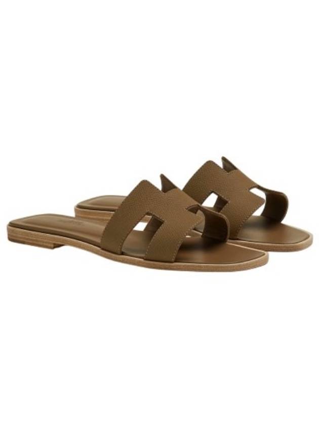 Oran Leather Sandals Etoupe - HERMES - BALAAN 2