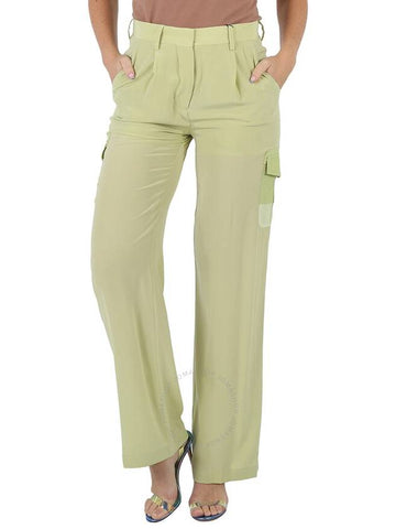 Burberry Ladies Mist Green Nell Mid-Rise Silk Crepe De Chine Cargo Trousers, Brand Size 4 (US Size 2) - BURBERRY - BALAAN 1