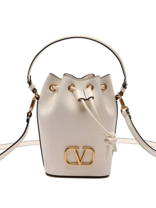 V Logo Signature Bucket Bag White - VALENTINO - BALAAN 2