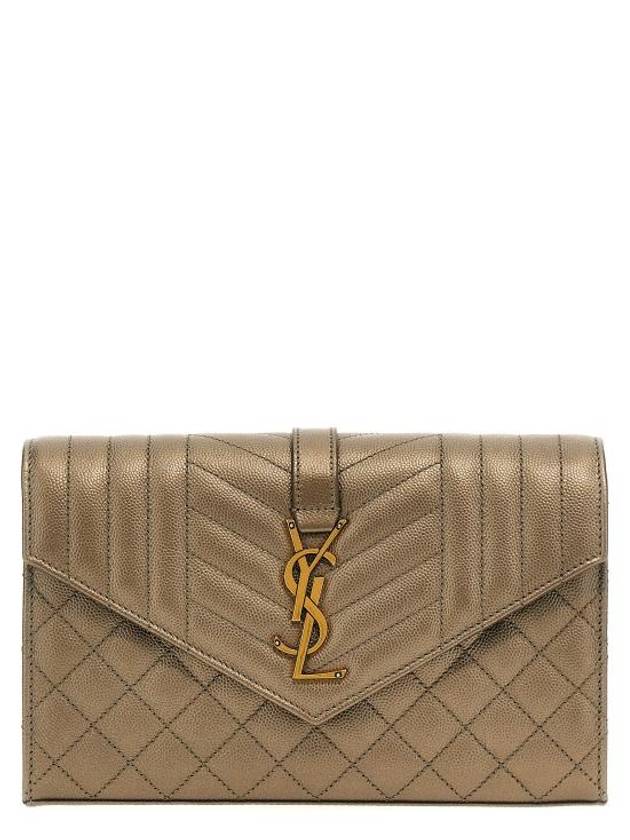 Chain Quilting Metallic Leather Long Wallet Gold - SAINT LAURENT - BALAAN 1