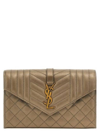 Chain Quilting Metallic Leather Long Wallet Gold - SAINT LAURENT - BALAAN 1