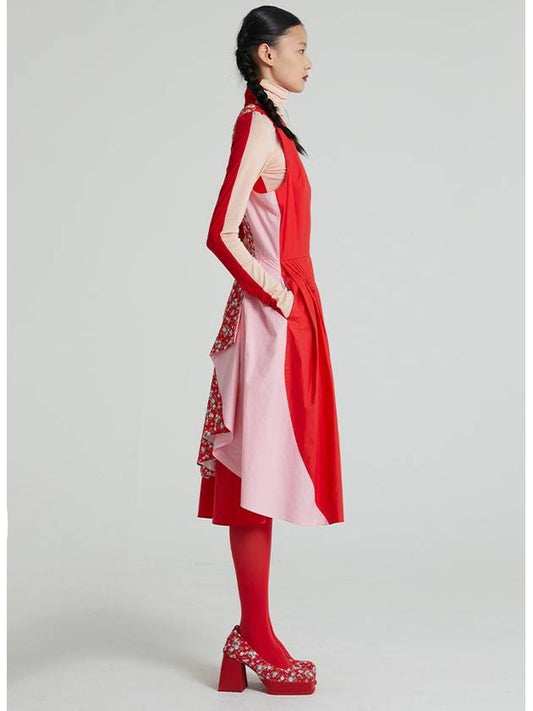 Women's Flower Layered Patchwork Long Dress Pink - RAWMANTICS - BALAAN 2