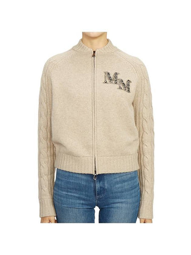 Armanda Cashmere Zip-Up Cardigan Beige - MAX MARA - BALAAN 1