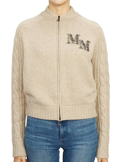 Armanda Cashmere Zip-Up Cardigan Beige - MAX MARA - BALAAN 2