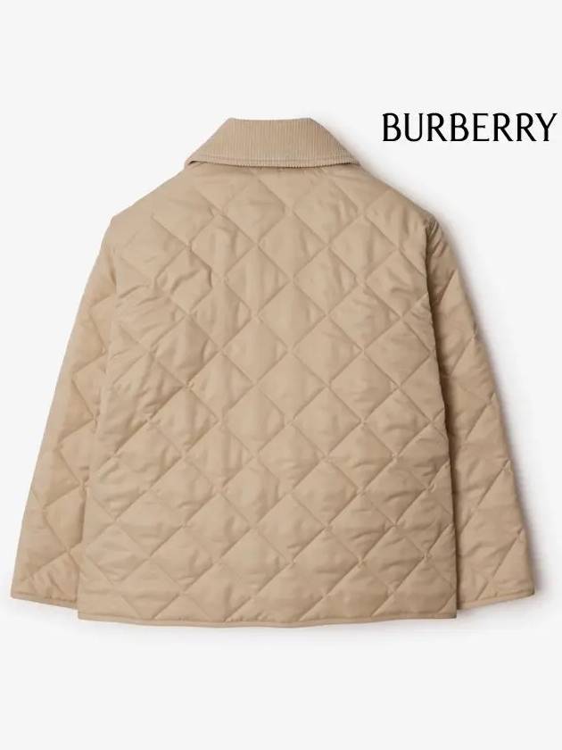 Kids Corduroy Collar Diamond Quilted Jacket Beige - BURBERRY - BALAAN 4