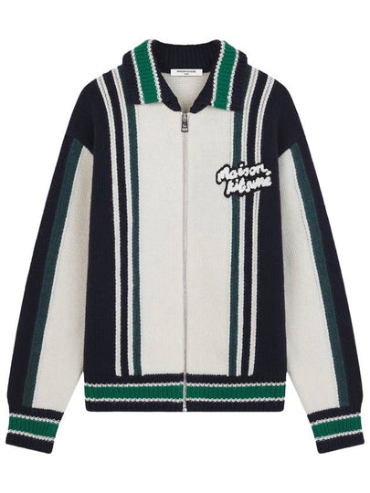 Intarsia Knit Zip-Up Cardigan White - MAISON KITSUNE - BALAAN 2