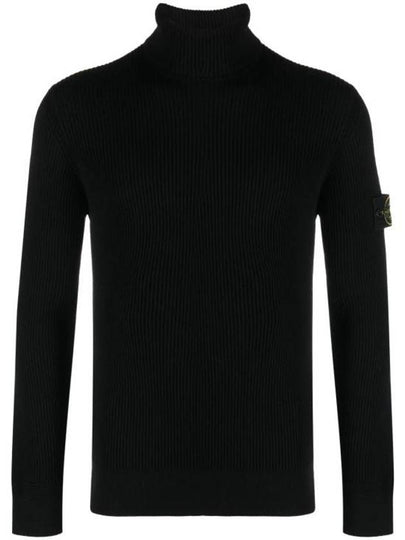 Men's Logo Patch Turtleneck Black - STONE ISLAND - BALAAN 2