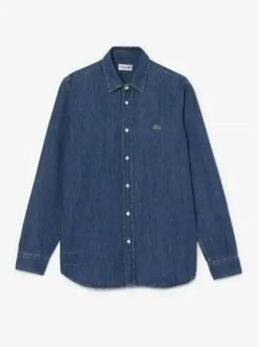 men s denim shirt light blue - LACOSTE - BALAAN 1